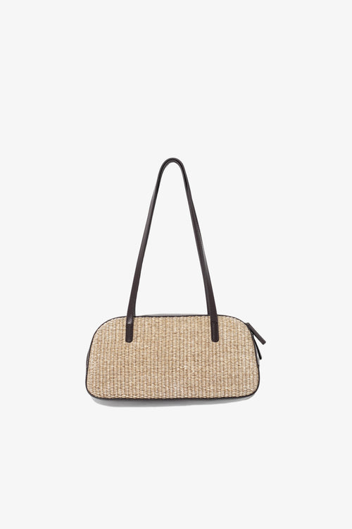 Load image 1 in gallery view. Woven Leather-Trim Shoulder Bag