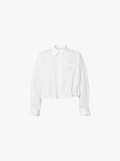 Load image 1 in gallery view. Cropped Lyocell-Blend Striped Shirt