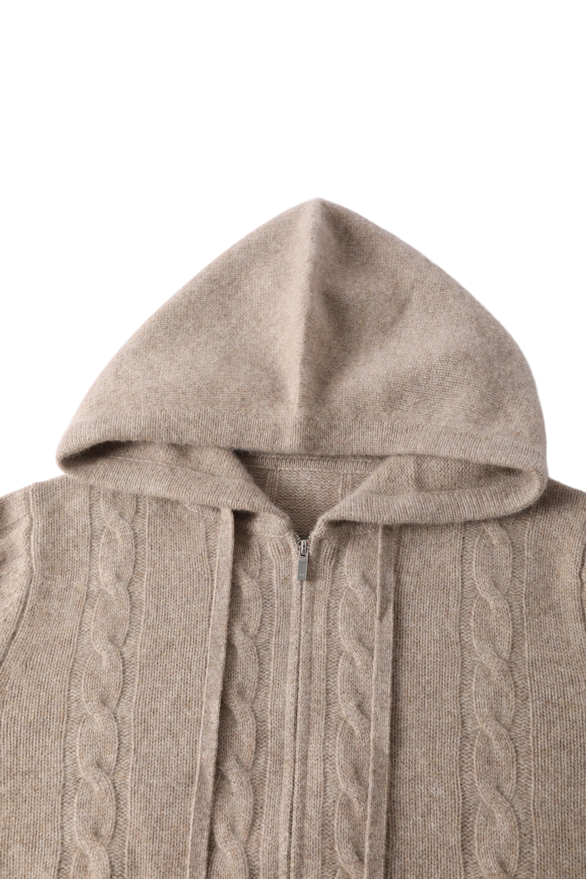 Cable Knit Cashmere Hooded Cardigan