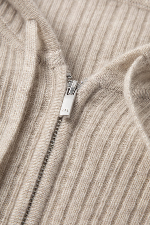 Load image 1 in gallery view. Rib-Knit Cashmere Zip Hoodie