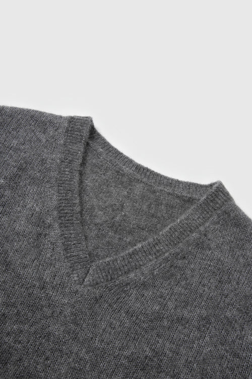 Load image 1 in gallery view. Brushed Cashmere-Silk V-Neck Sweater