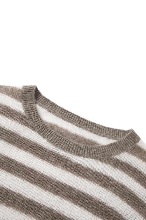Load image 1 in gallery view. Striped Cashmere Crewneck Sweater