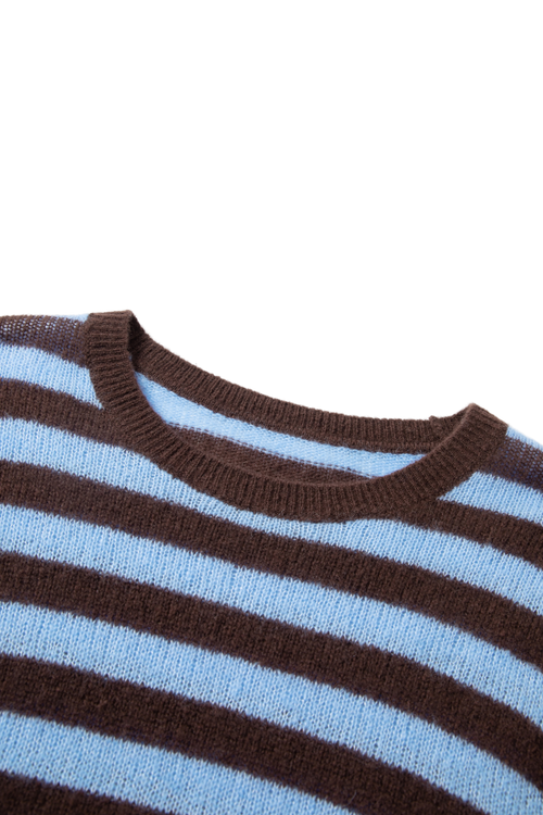 Load image 1 in gallery view. Striped Cashmere Crewneck Sweater