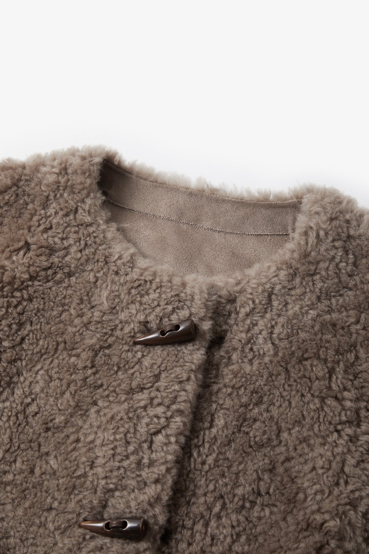 Pure Wool Shearling Jacket with Structured Collar