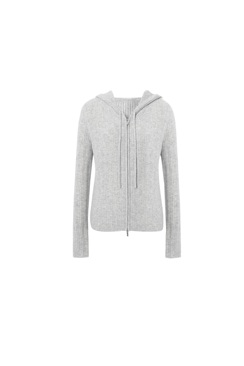 Load image 1 in gallery view. Cashmere Zip-Up Hooded Sweater