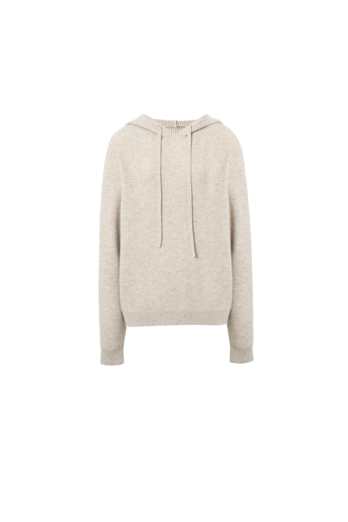 Load image 1 in gallery view. Ribbed Cashmere Hooded Sweater