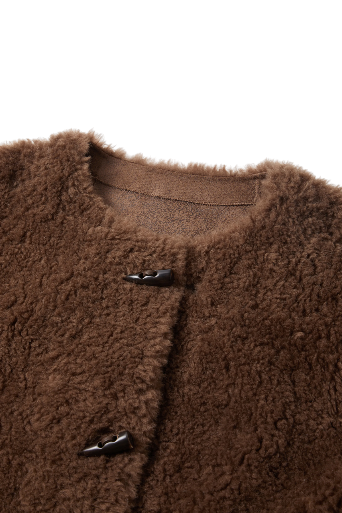 Pure Wool Shearling Jacket with Structured Collar