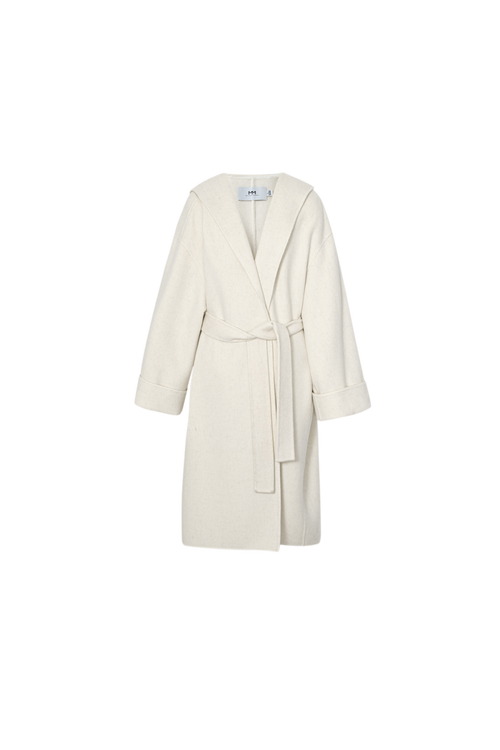 Load image 1 in gallery view. Hooded Belted Wool-Alpaca Coat