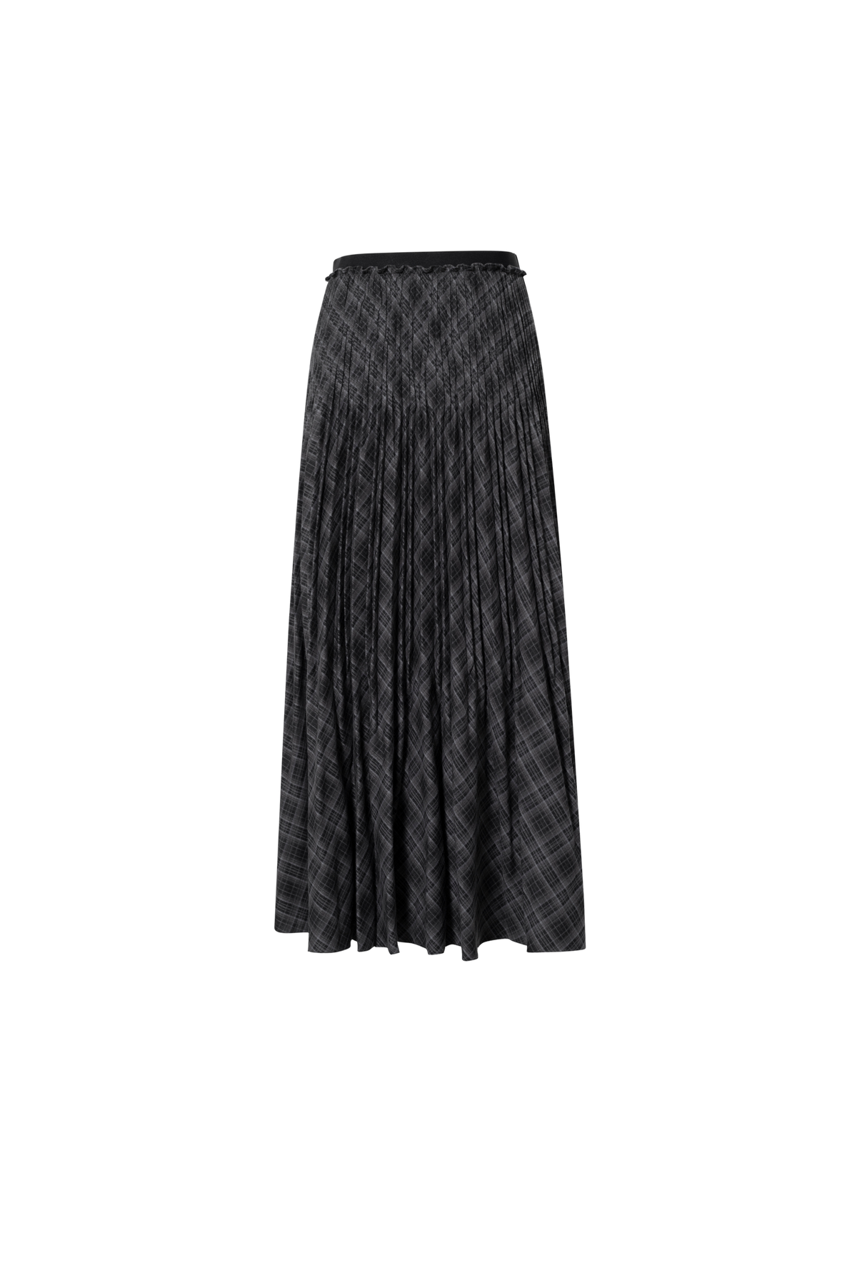 Plaid Pleated Midi Skirt