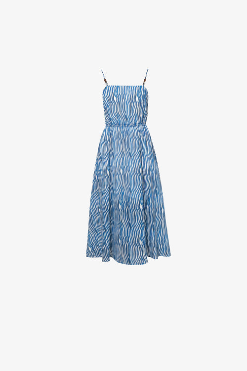Load image 1 in gallery view. Cotton Stripe Spaghetti-Strap Midi Dress