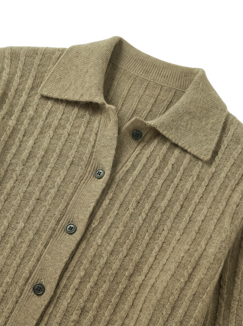 Load image 1 in gallery view. Ribbed Collared Cashmere Sweater