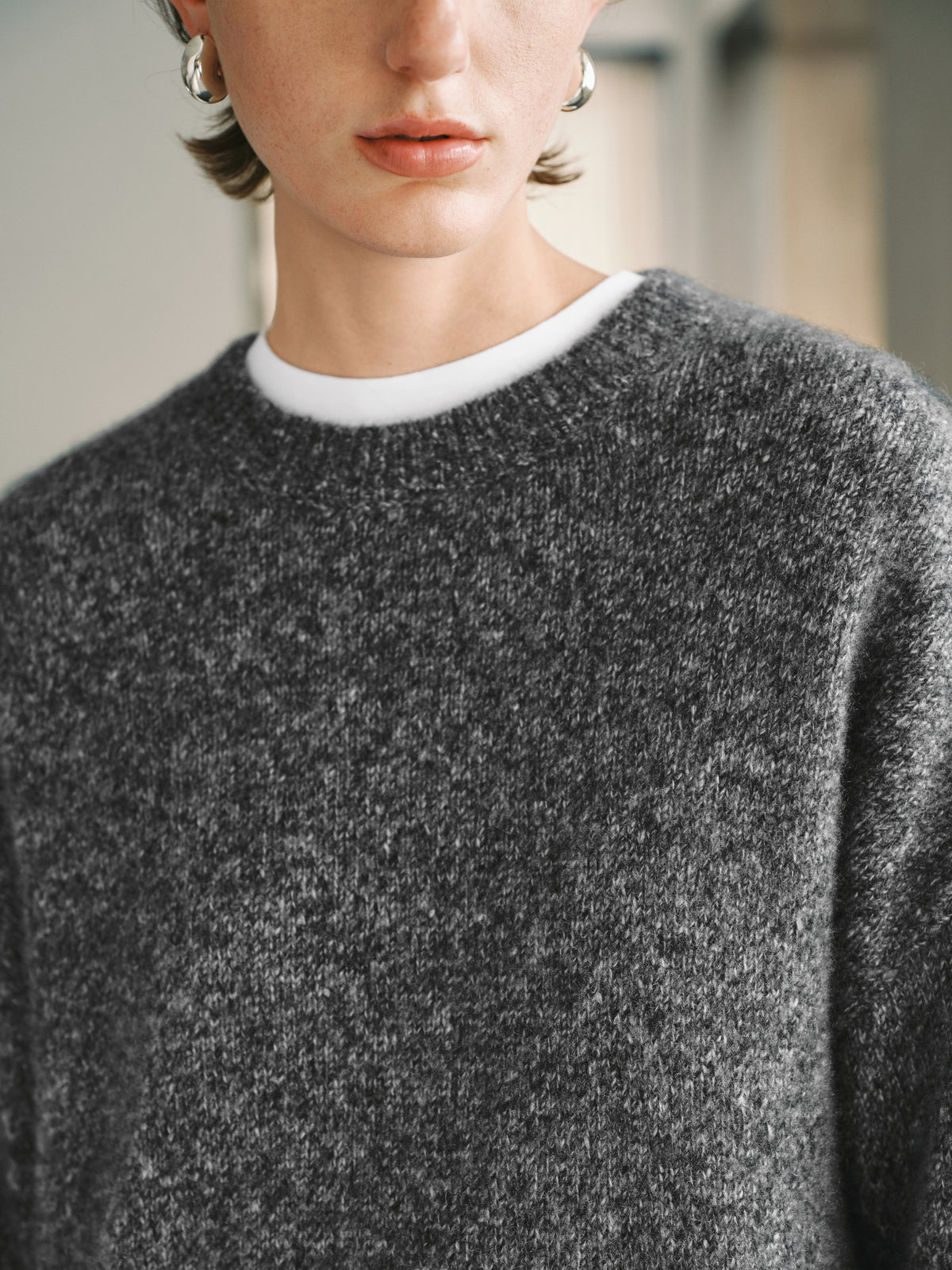 Textured Cashmere-Silk Crewneck Sweater