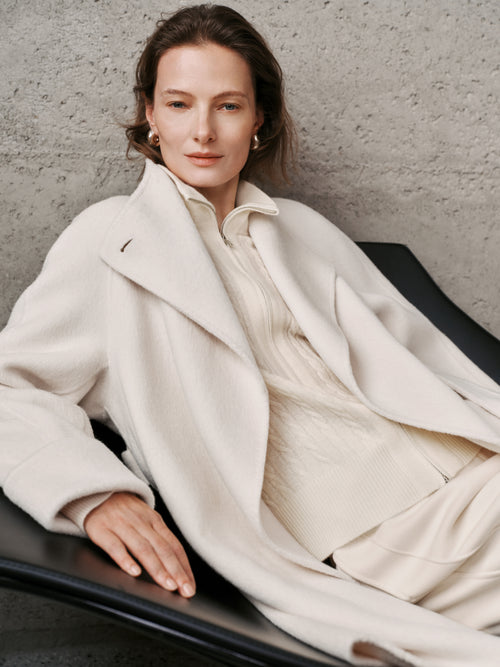 Load image 1 in gallery view. Belted Wool-Cashmere Coat