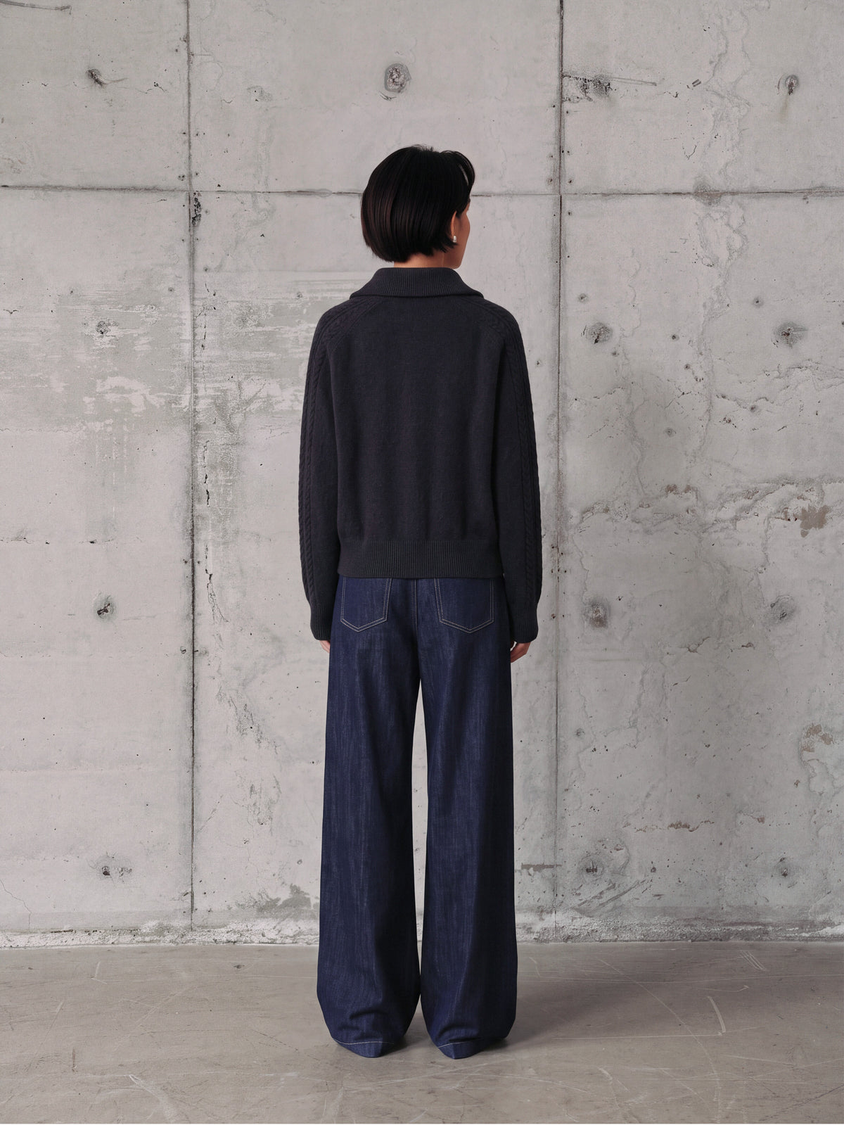 Cable-Sleeve Zip Cashmere Cardigan