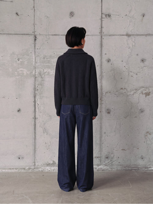 Load image 1 in gallery view. Cable-Sleeve Zip Cashmere Cardigan
