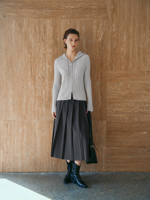 Load image 1 in gallery view. Cashmere Zip-Up Hooded Sweater