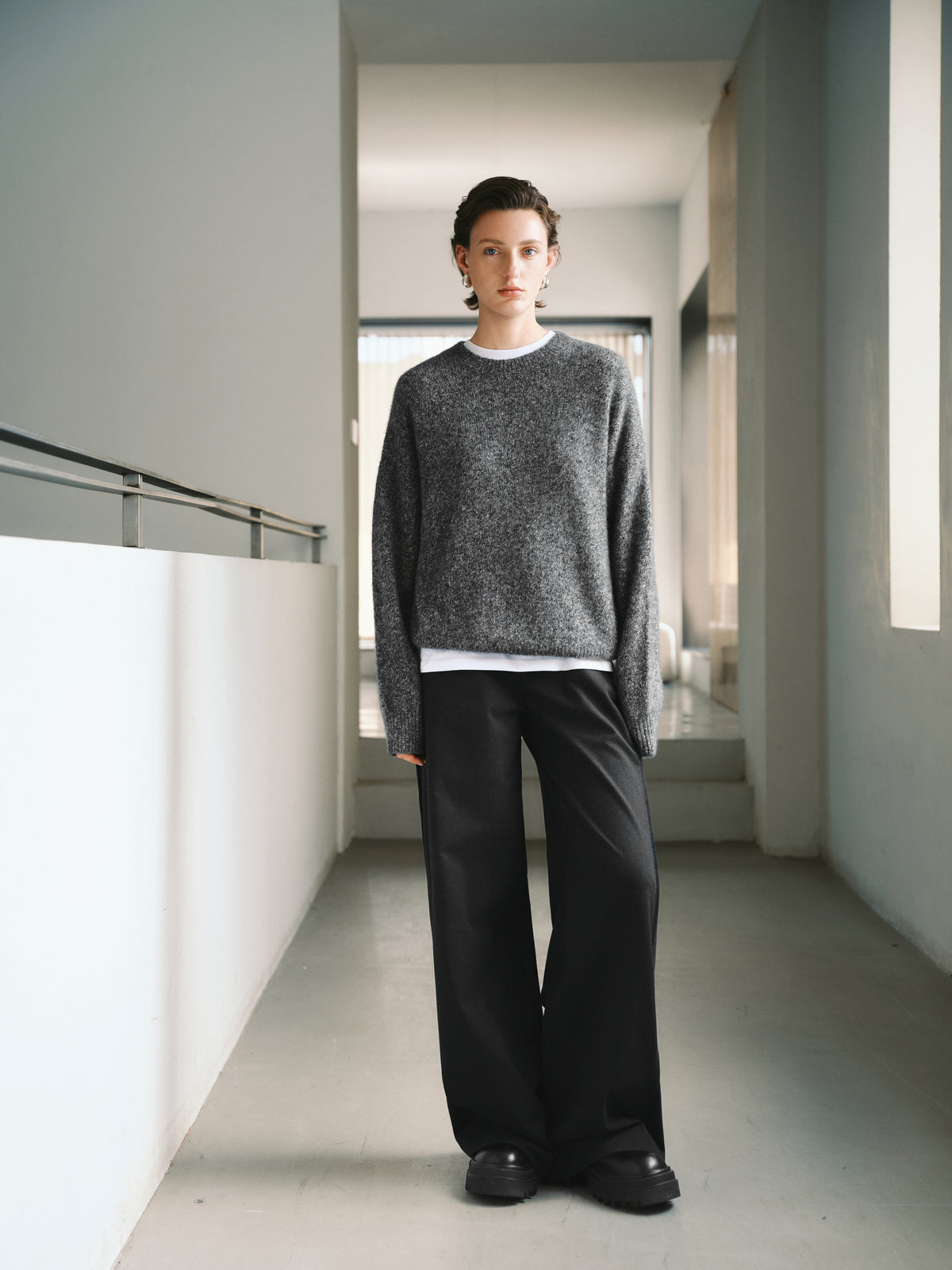 Textured Cashmere-Silk Crewneck Sweater