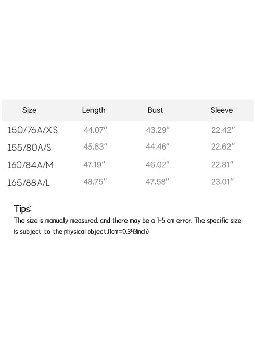 Load image 1 in gallery view. Table displaying size chart for clothing with measurements in inches.