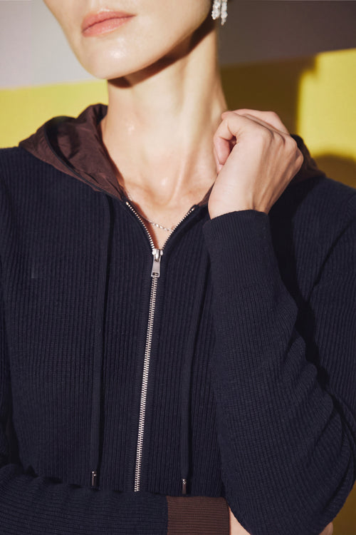 Load image 1 in gallery view. Layered Hooded Zip Hoodie