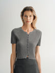 V Neck Short Sleeves Knitwear Top