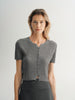V Neck Short Sleeves Knitwear Top