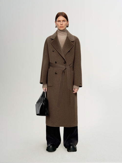 Load image 1 in gallery view. Wool-Camel Blend Tie-Belt Coat