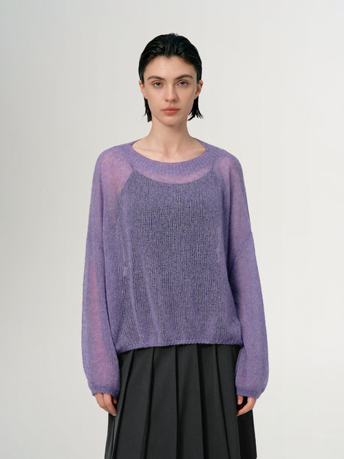 Load image 1 in gallery view. Cashmere-Silk Relaxed Pullover Sweater