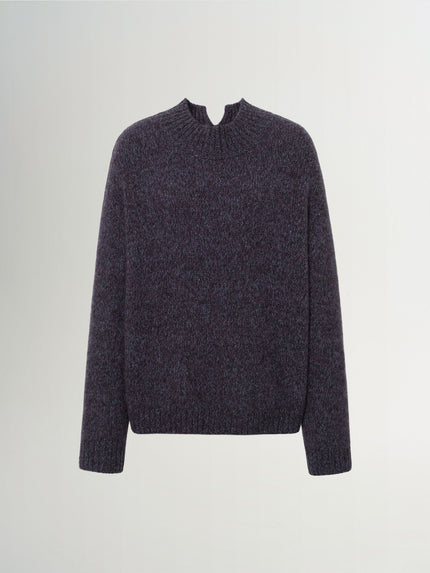 Deep Navy Crewneck Silk-Cashmere Sweater