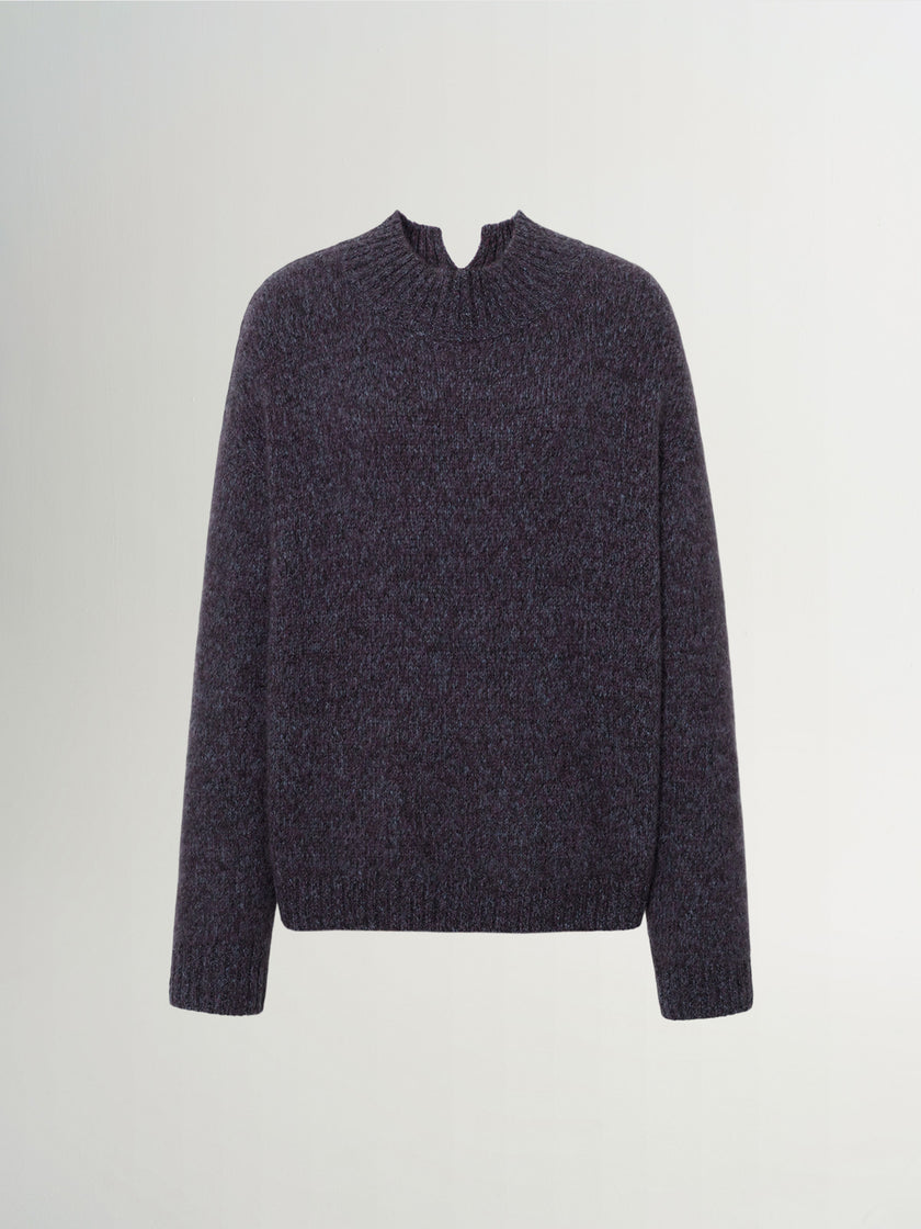 Deep Navy Crewneck Silk-Cashmere Sweater