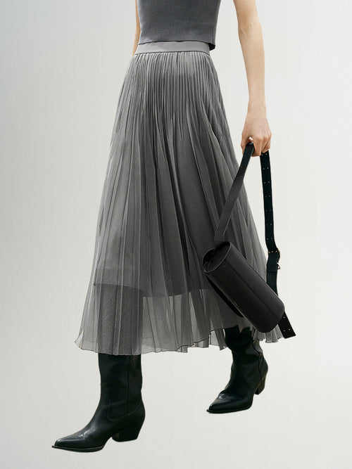 Load image 1 in gallery view. Pleated Design Midi Skirt