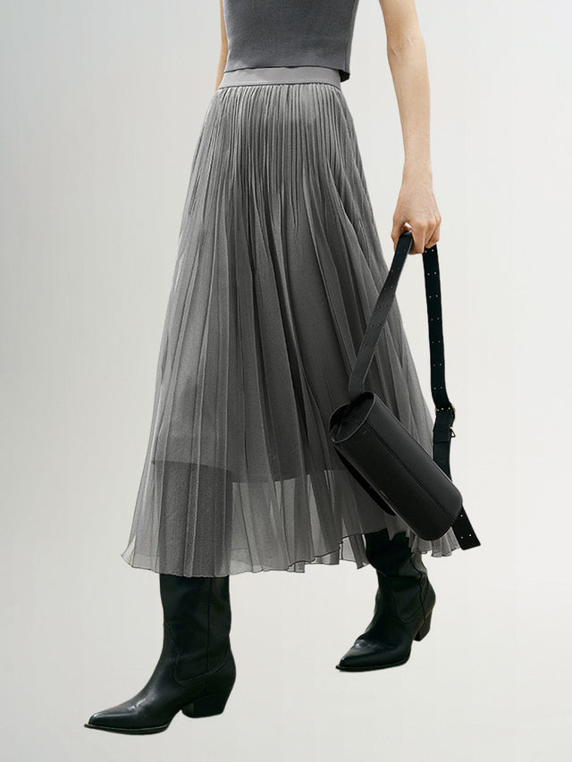 Pleated Design Midi Skirt