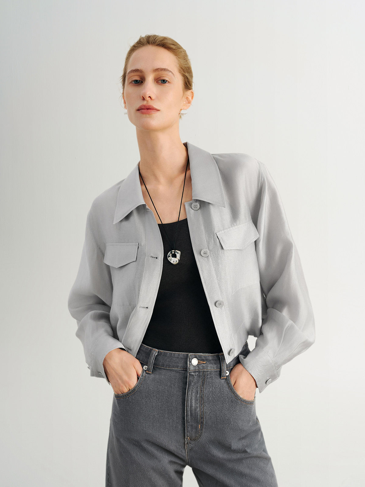 Lyocell Structured Shoulder Lightweight Jacket