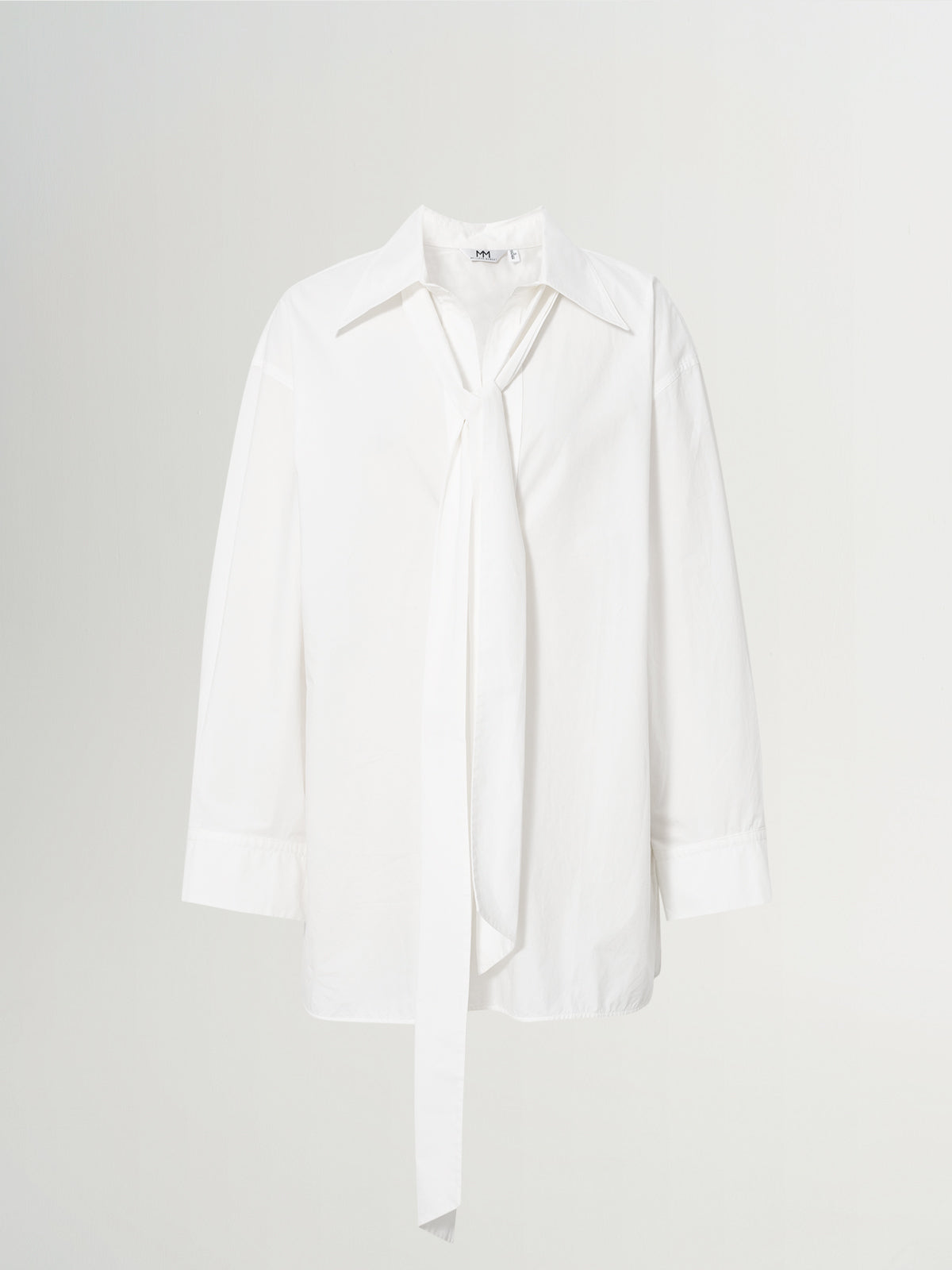 Pure Cotton Tie-Neck Poplin Shirt
