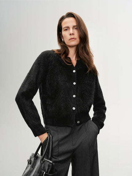 Brushed V-Neck Cashmere Cardigan