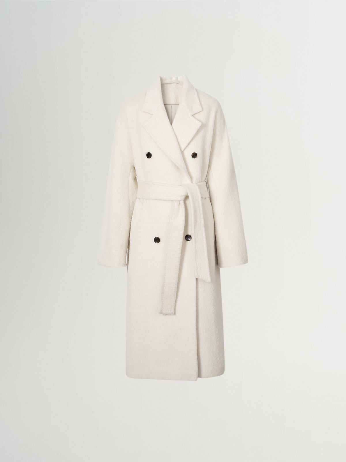 Alpaca Hair Wool Double-Breasted Belted Coat