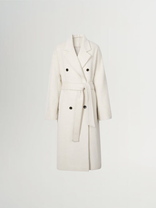 Load image 1 in gallery view. Alpaca Hair Wool Double-Breasted Belted Coat