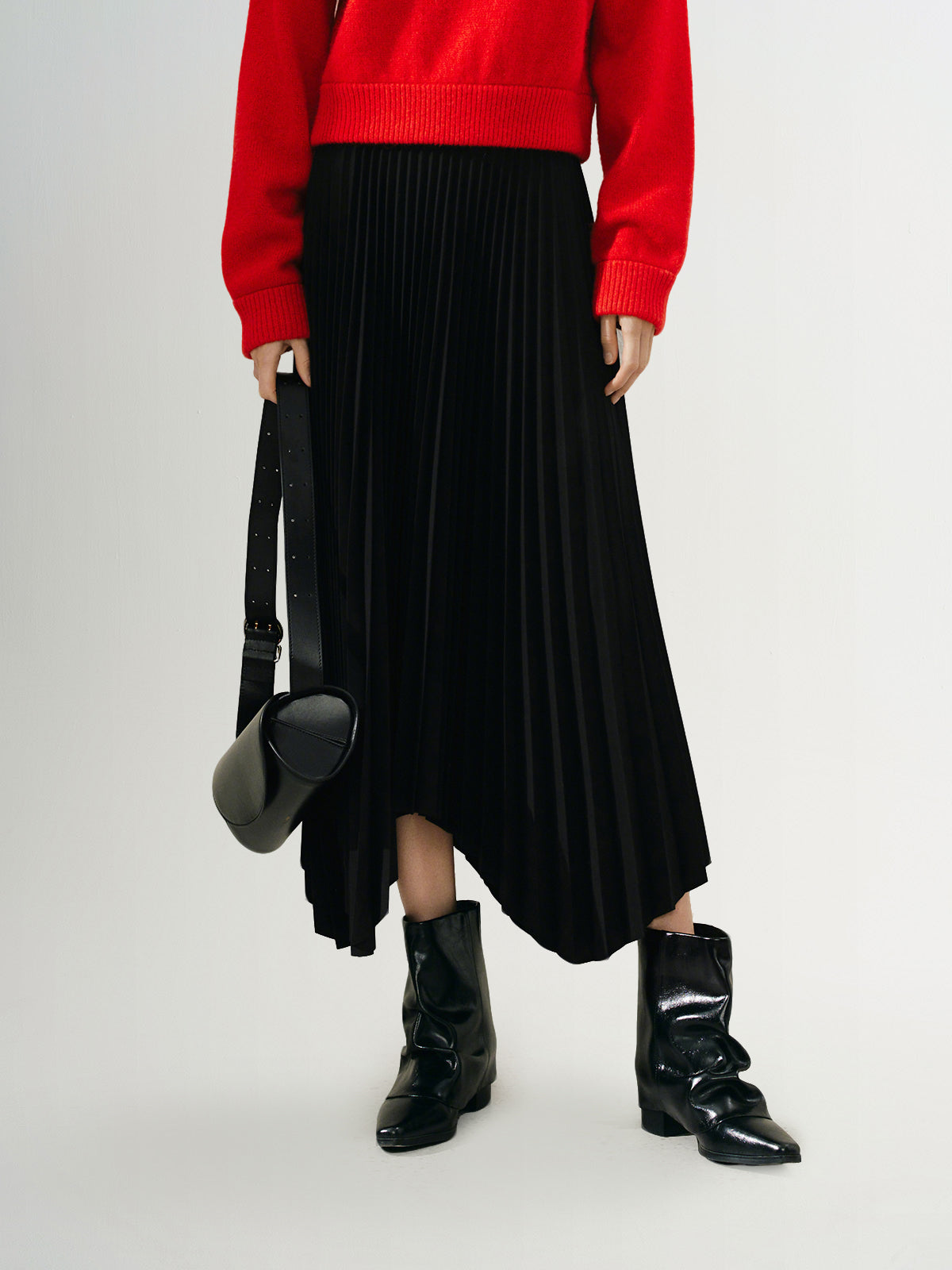 Pleated Handkerchief Maxi Skirt