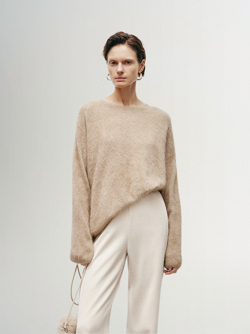 Load image 1 in gallery view. Crew Neck Cashmere Sweater - MEILLEUR MOMENT OFFICIAL STORE NEW YORK 