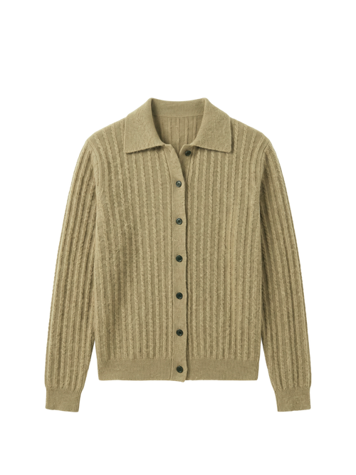Load image 1 in gallery view. Ribbed Collared Cashmere Sweater