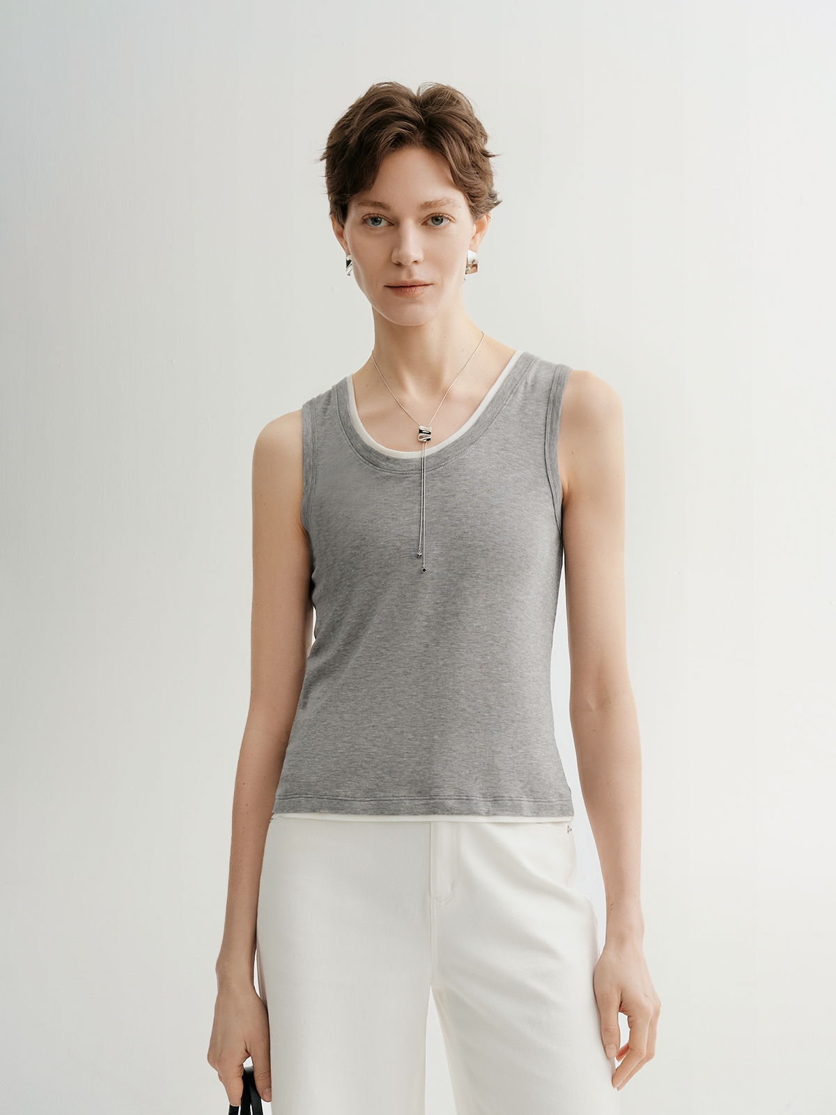 Lyocell U-Neck Sleeveless Fitted Tank Top