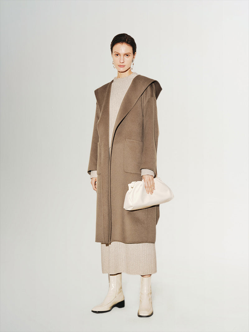 Large Lapel Wool Cashmere Hooded Coat - MEILLEUR MOMENT OFFICIAL STORE NEW YORK 