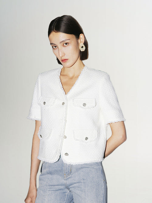 Load image 1 in gallery view. V Neck Short Jacket