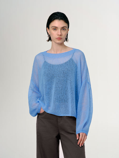 Load image 1 in gallery view. Cashmere-Silk Relaxed Pullover Sweater