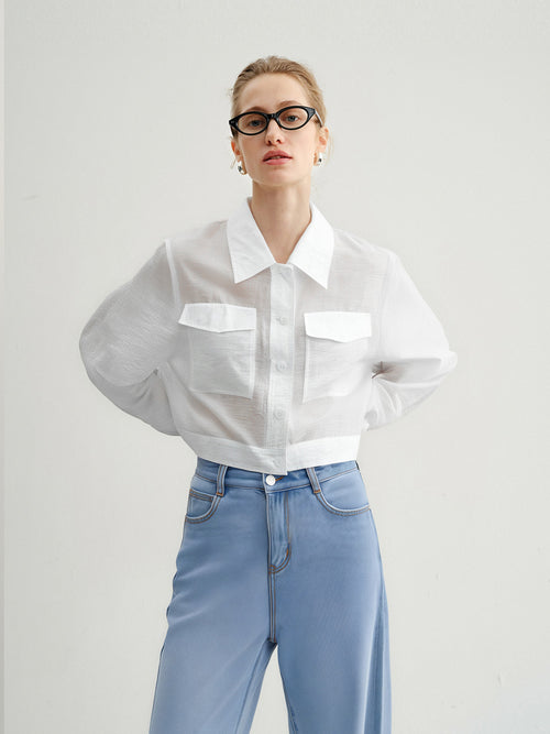 Load image 1 in gallery view. Cropped Lyocell Jacket