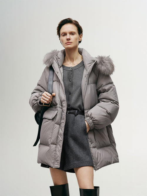 Load image 1 in gallery view. Goose Puffer Fur Hooded Jacket - MEILLEUR MOMENT OFFICIAL STORE NEW YORK 