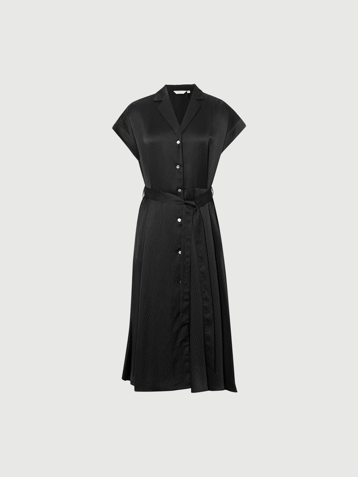 Collared V Neck Pure Silk Dress