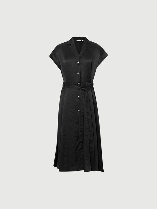 Load image 1 in gallery view. Collared V Neck Pure Silk Dress