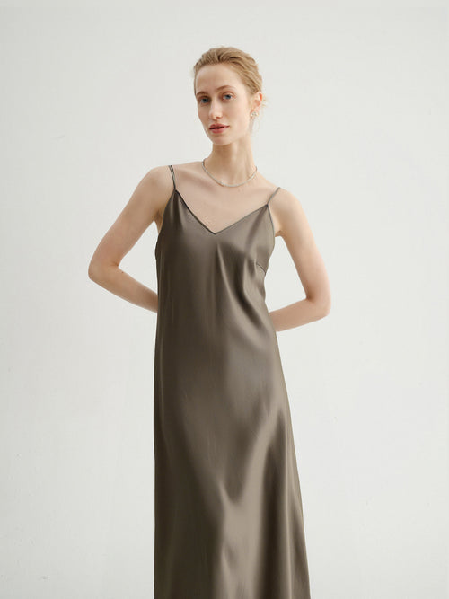 Load image 1 in gallery view. Flowy Acetate Slip Dress
