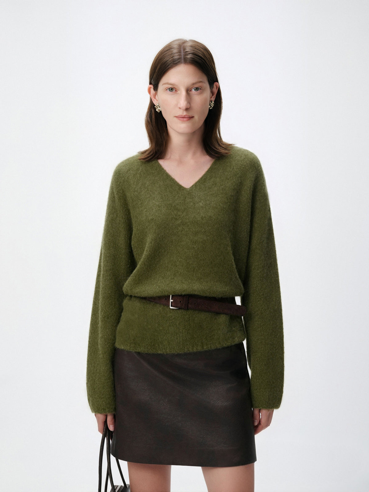 Relaxed V-Neck Raglan Sweater