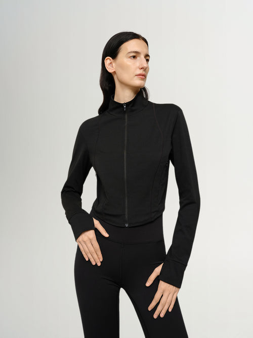 Load image 1 in gallery view. Yoga Zipper Cropped Jacket